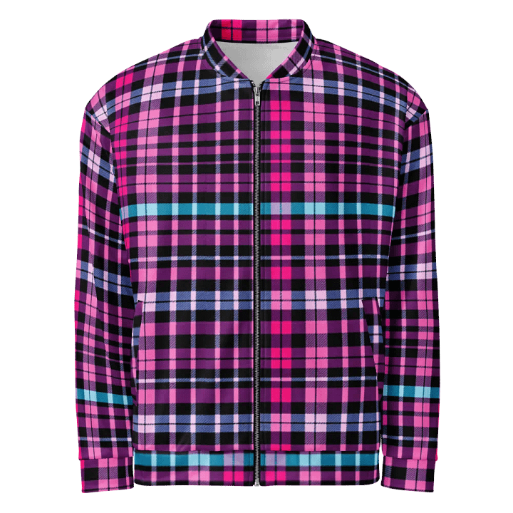Turquoise Plaid Dreams Bomber Jacket product image (1)