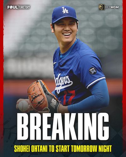 Shohei Ohtani will start TOMORROW NIGHT against the Padres, per the Dodgers.