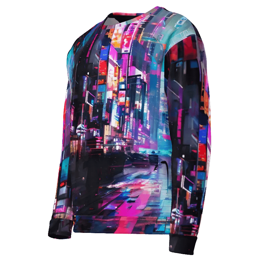Cyberpunk-Themed All-Over Print Recycled Unisex Sweatshirt product image (6)