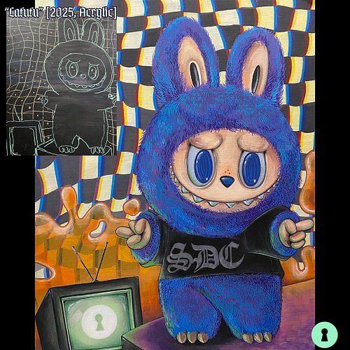 I’m never going to like this painting and that’s okay- So I’m calling it done. But you have to…or else. #labubu #lafufu #pazu...