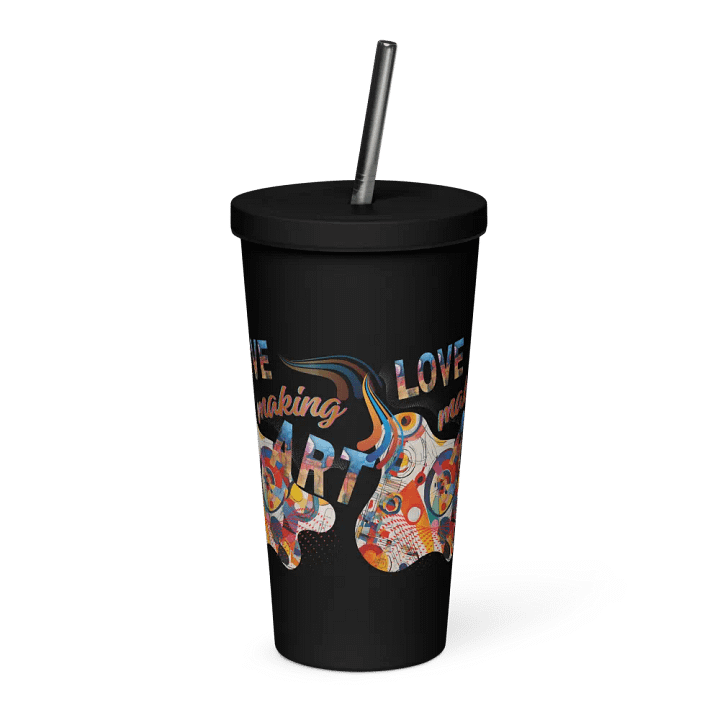 Insulated  tumbler Kadinsky inspired colorful design for the artist. 'Love making art'  Perfect gift for mom, dad, son, daughter colleague, friend who loves arty things product image (2)