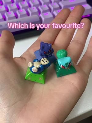 Whos your favourite?? #art #artist #streamer #fyp #cute #gamer #keycap #pokemon #bulbasaur #gengar #snorlax #artisankeycaps 