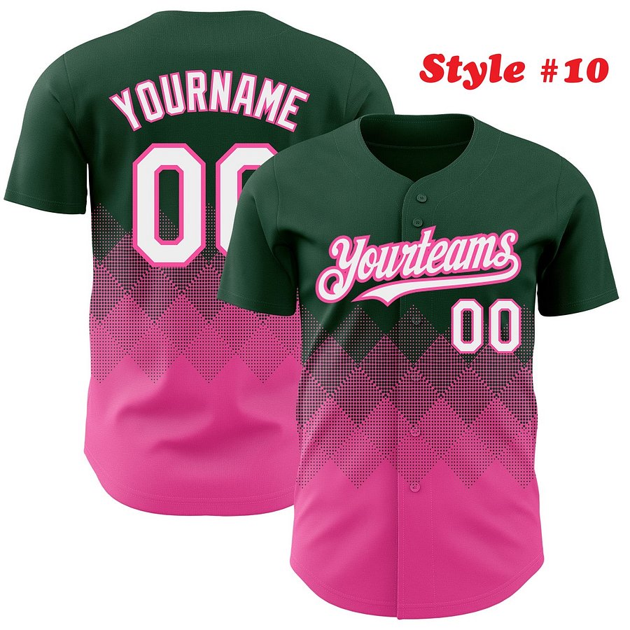 Authentic Baseball Jersey, Custom Baseball Jersey, Personalized Sport Jersey, Colorful, Number, 3D Gradient Square Shape product image (185)