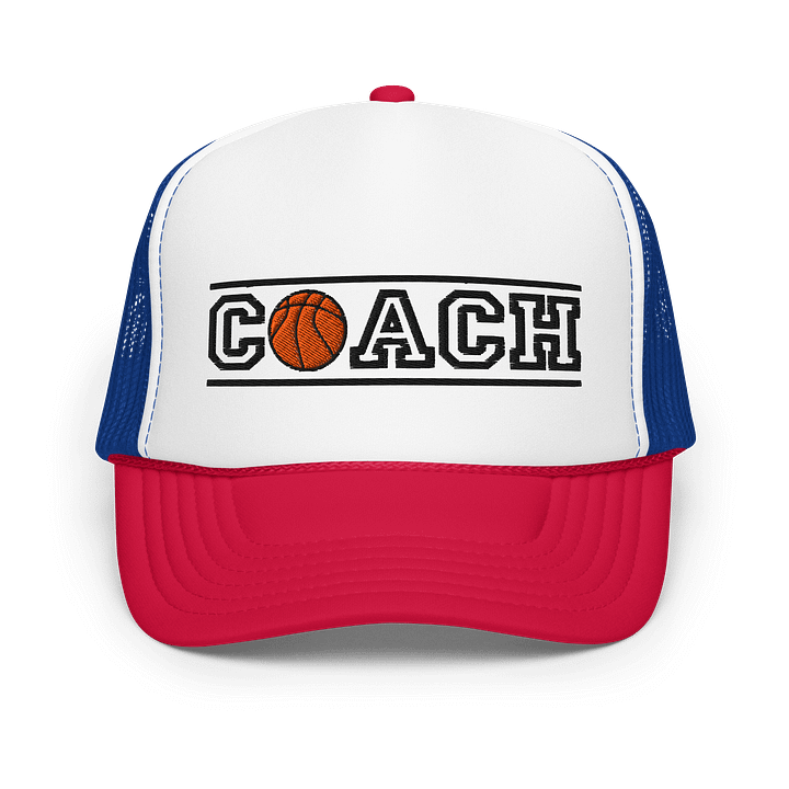 Basketball Coach Foam Trucker Hat – High Profile Snapback with Embroidered Design product image (7)