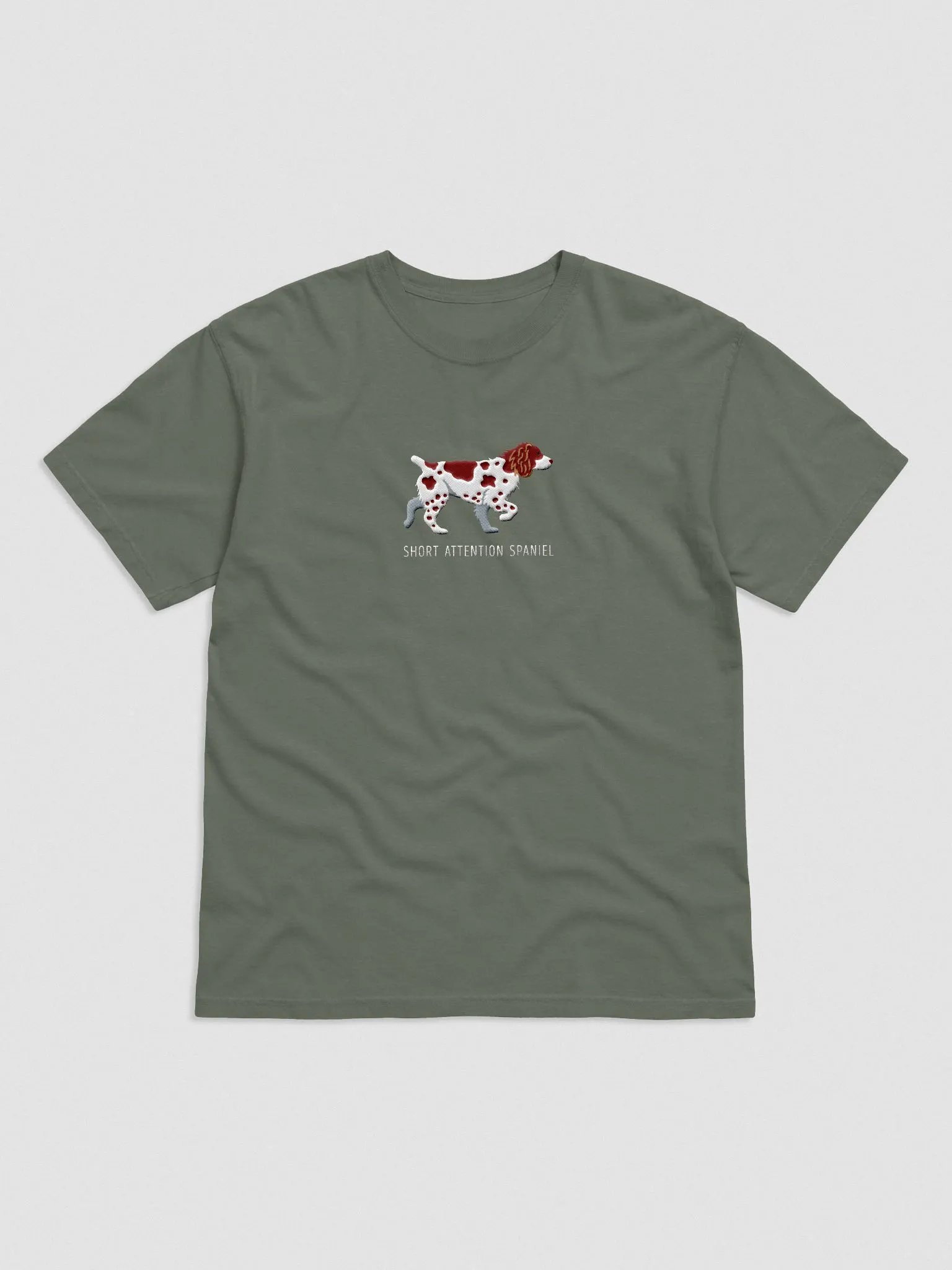 Short Attention Spaniel T-Shirt(Embroidered) of a Brittany Spaniel(Liver) product image (4)