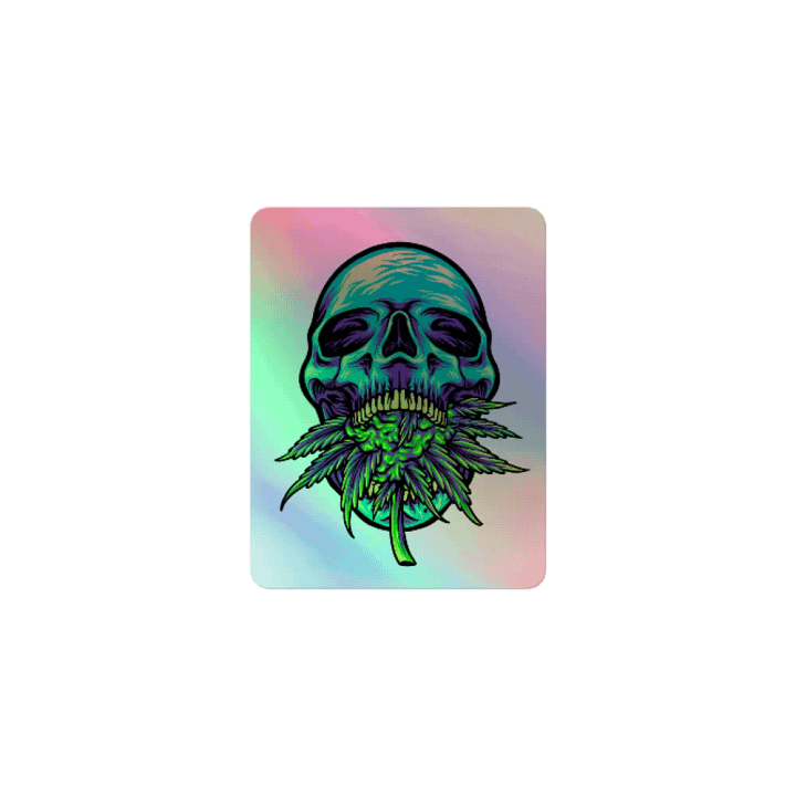 Psychedelic Skull Cannabis Holographic Sticker Sheet product image (1)