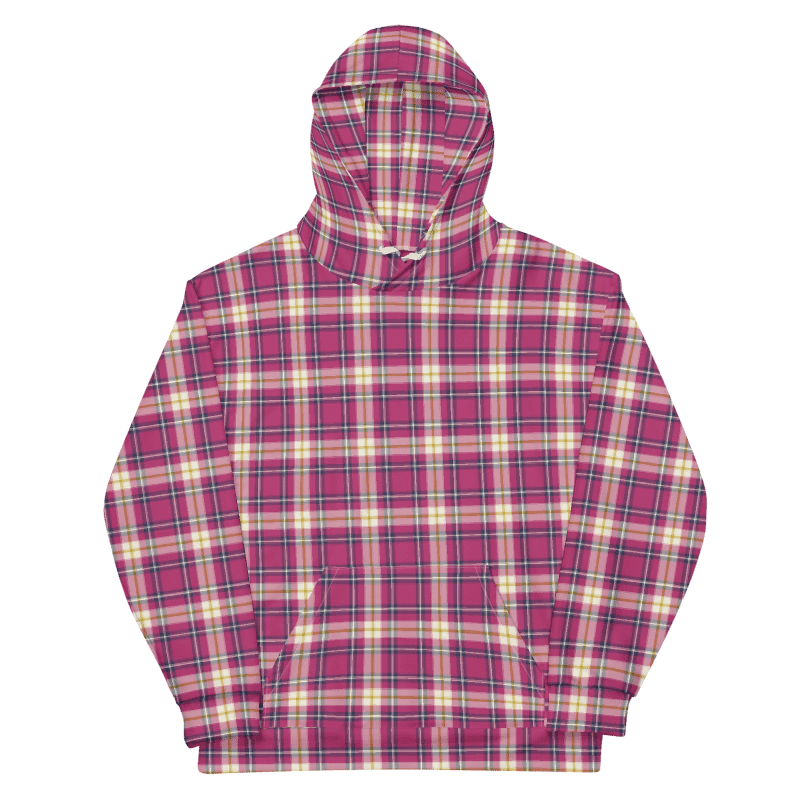 Hot Pink and Navy Blue Plaid Hoodie product image (6)