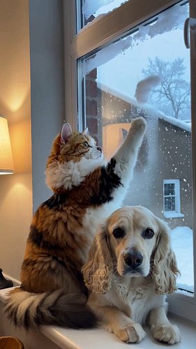 What comes to mind when you see this adorable cat and dog?