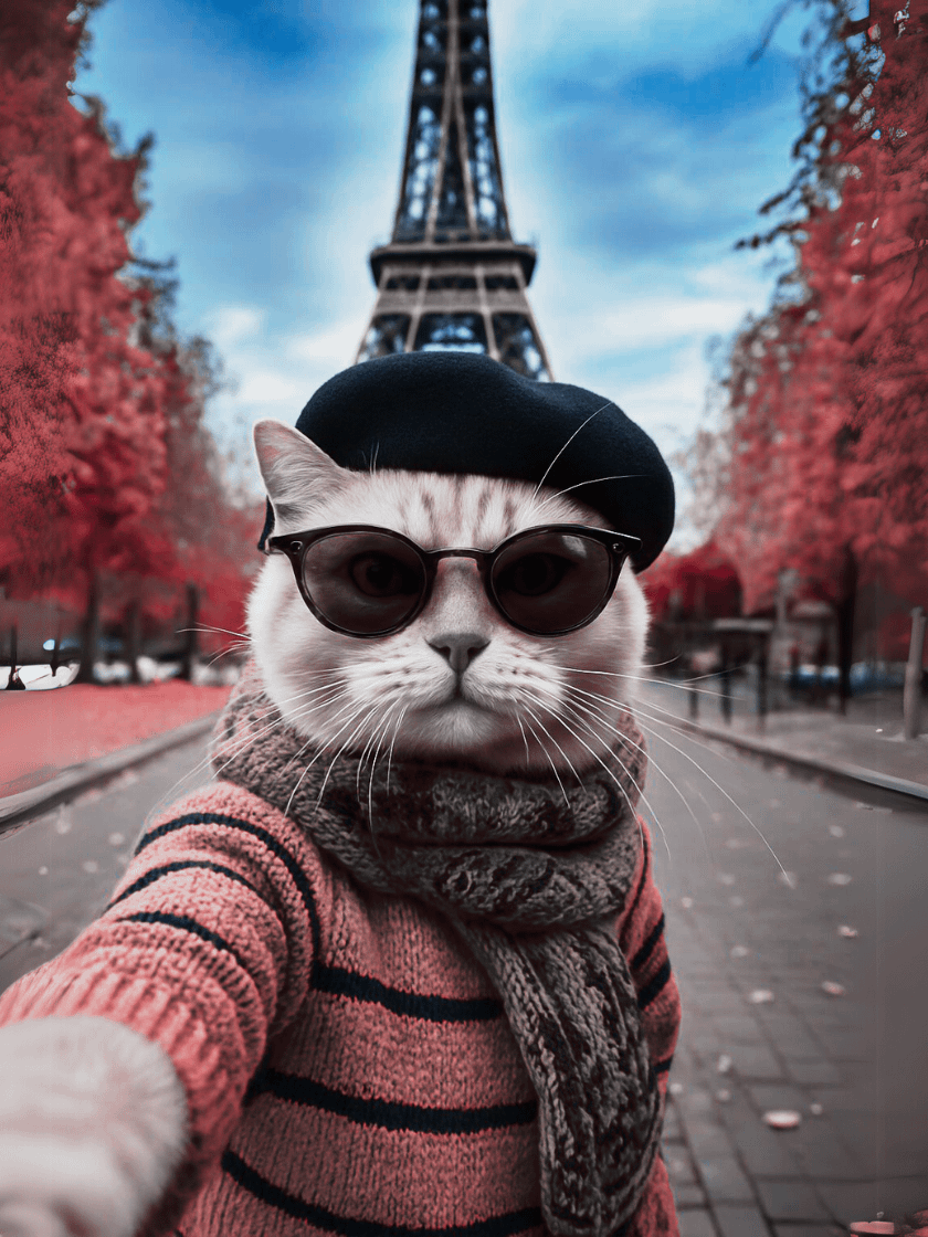 Purrrfect Parisian Selfie - Framed Cat Poster product image (1)