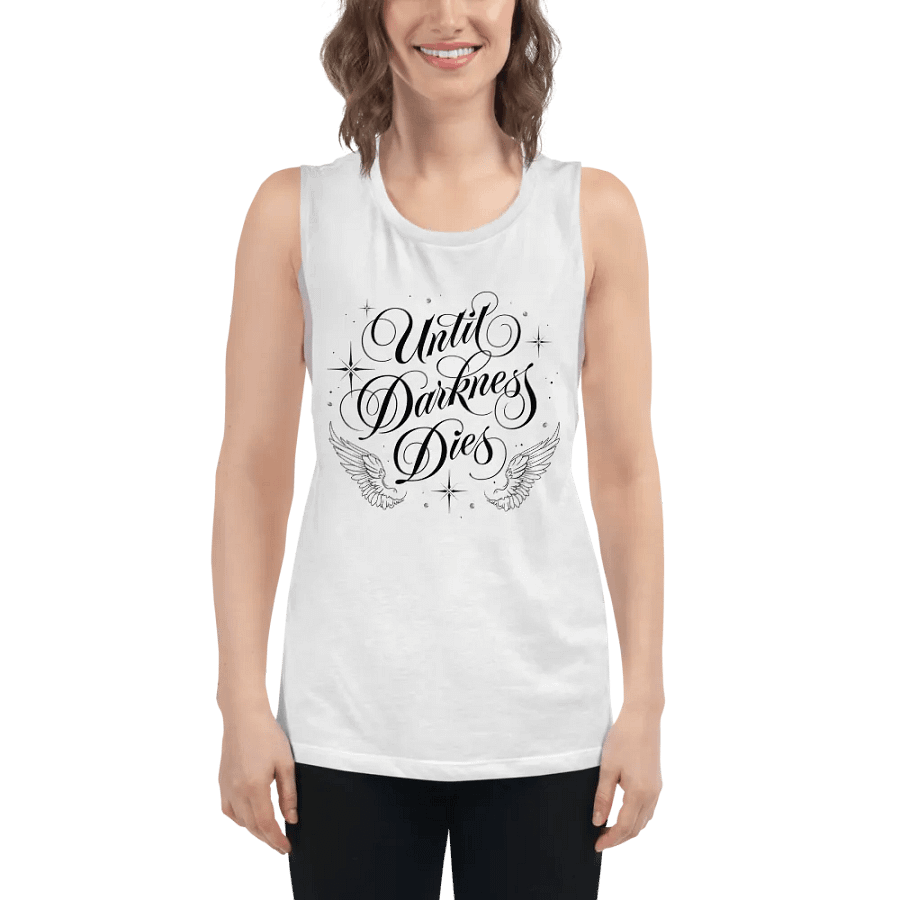 Until Darkness Dies (wings design) Bella+Canvas Women's Flowy Muscle Tank product image (51)