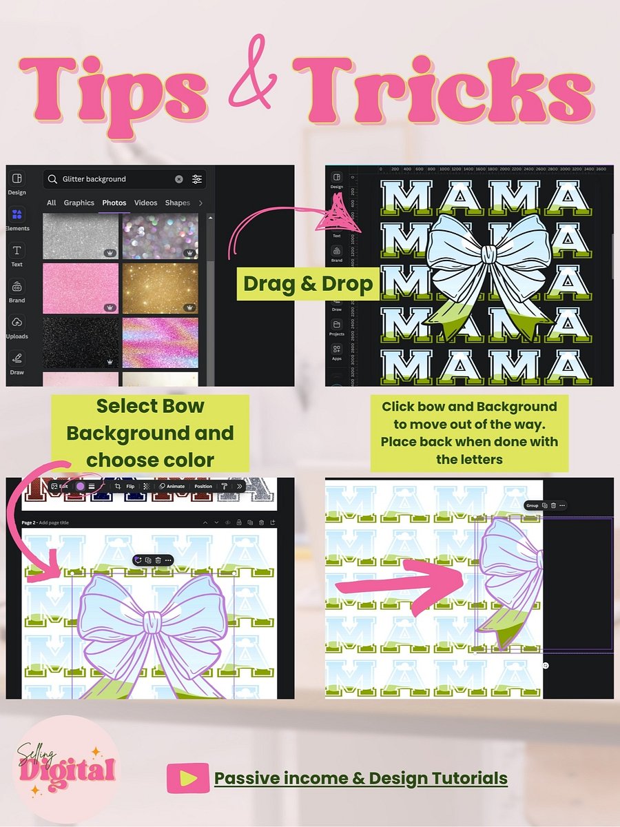 MAMA with Bow Drag and Drop-Canva Template product image (3)