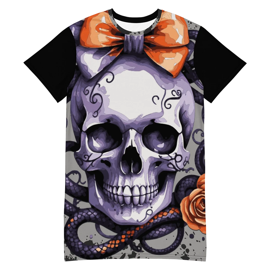 Spooky Coquette Style Skull T-Shirt Dress product image (11)