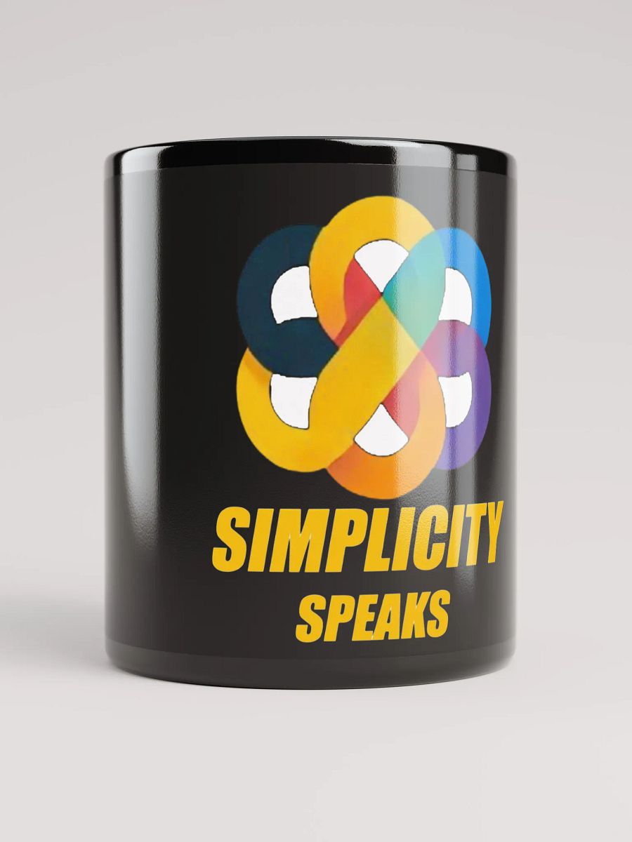 Simplicity Speaks Black Glossy Mug product image (10)