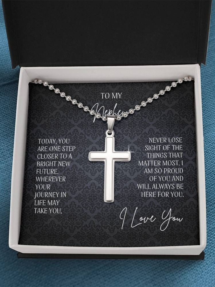Nephew Graduation Cross Necklace - I'm So Proud Of You product image (1)