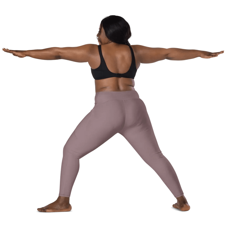 Plain Cool Purplish Brown Soft Summer Women's High Waisted Premium Crossover Leggings with Pockets by Treasure Pie product image (12)