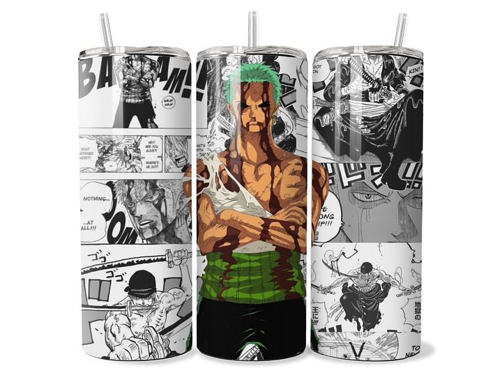 One Piece - Roronoa Zoro Manga Panel Tumbler (Battle-Worn Pride) - 20oz Stainless Steel product image (1)