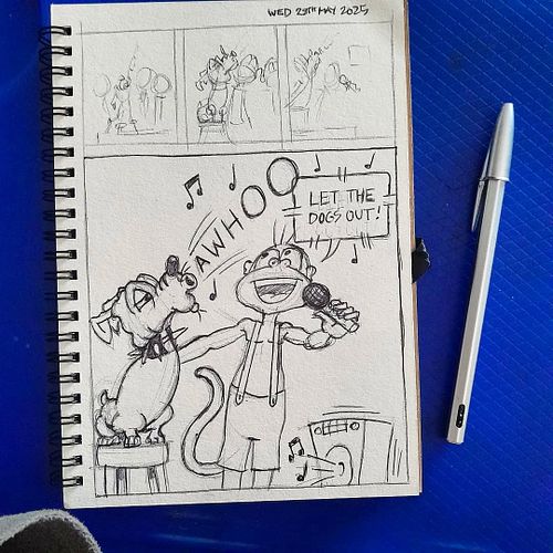 It's karaoke night. Not every song is going to be a howling success. Color monkey, Reddy, is shameless for comedy puns. #visu...