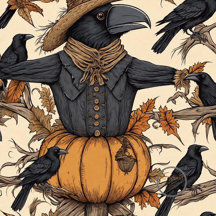 Seamless Pattern - Harvest Scarecrow Vintage Illustration Design product image (1)
