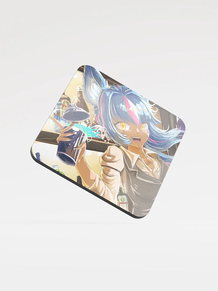 Vtuber Mixologist Glossed Cork Coaster product image (1)
