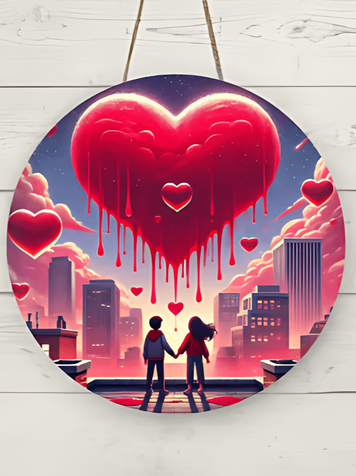 In Love Round Door Hanger Sublimation Design – high-quality 300 DPI PNG digital download product image (1)