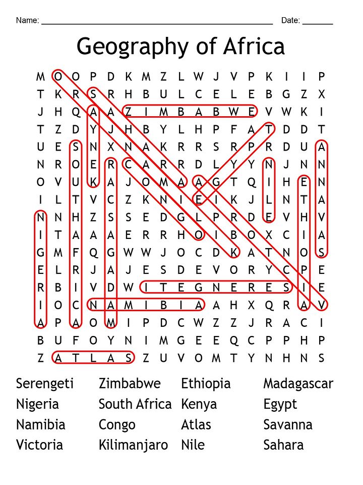 Printable Geography of Africa Word Search product image (2)