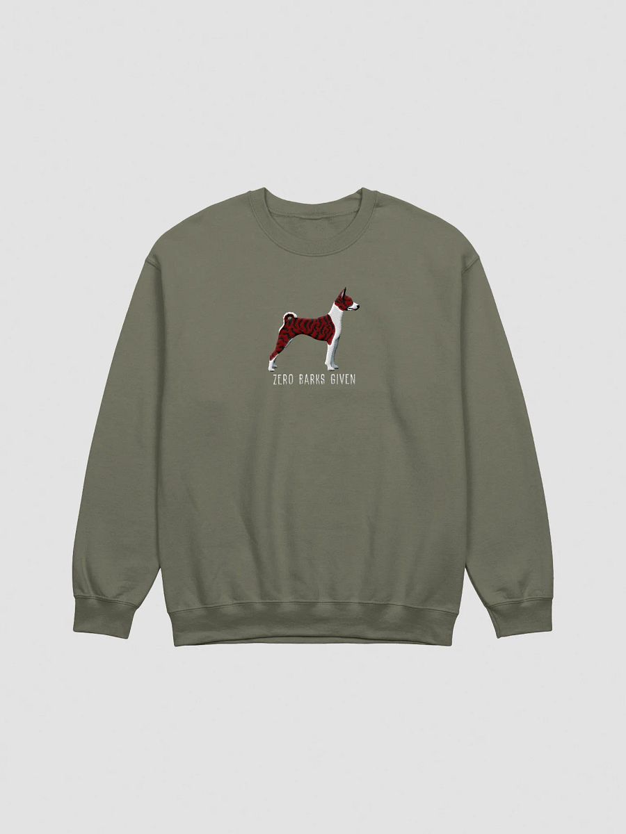 Zero Barks Given Sweatshirt (Embroidered) of a Basenji(Brindle) product image (13)