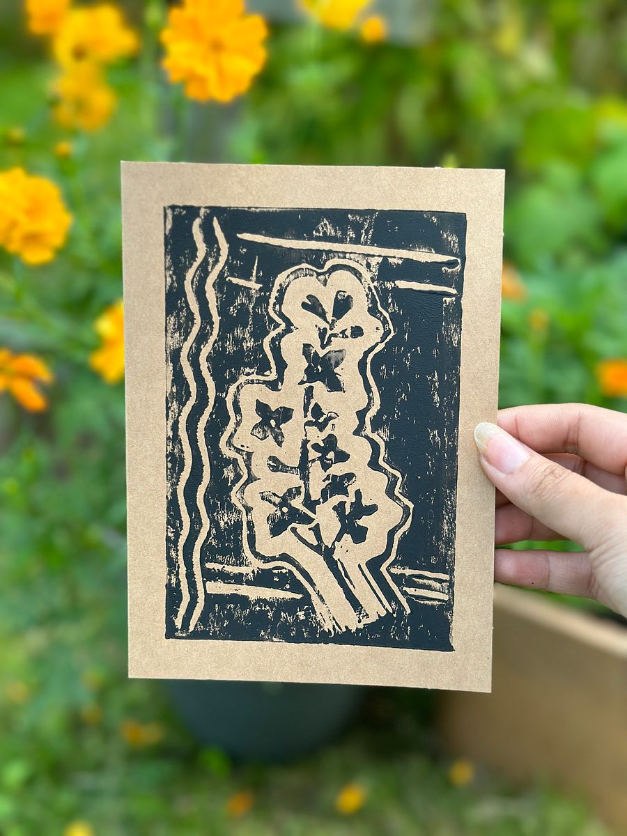 Lilac Block Print Greeting Card (Blank) product image (2)