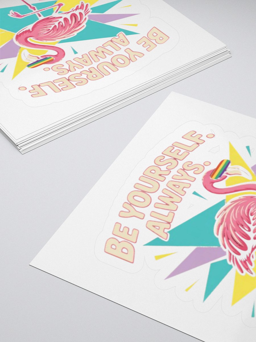 Be Yourself Always Rainbow Flamingo Sticker - Exclusive Vinyl Design for Self-Love and Pride product image (10)