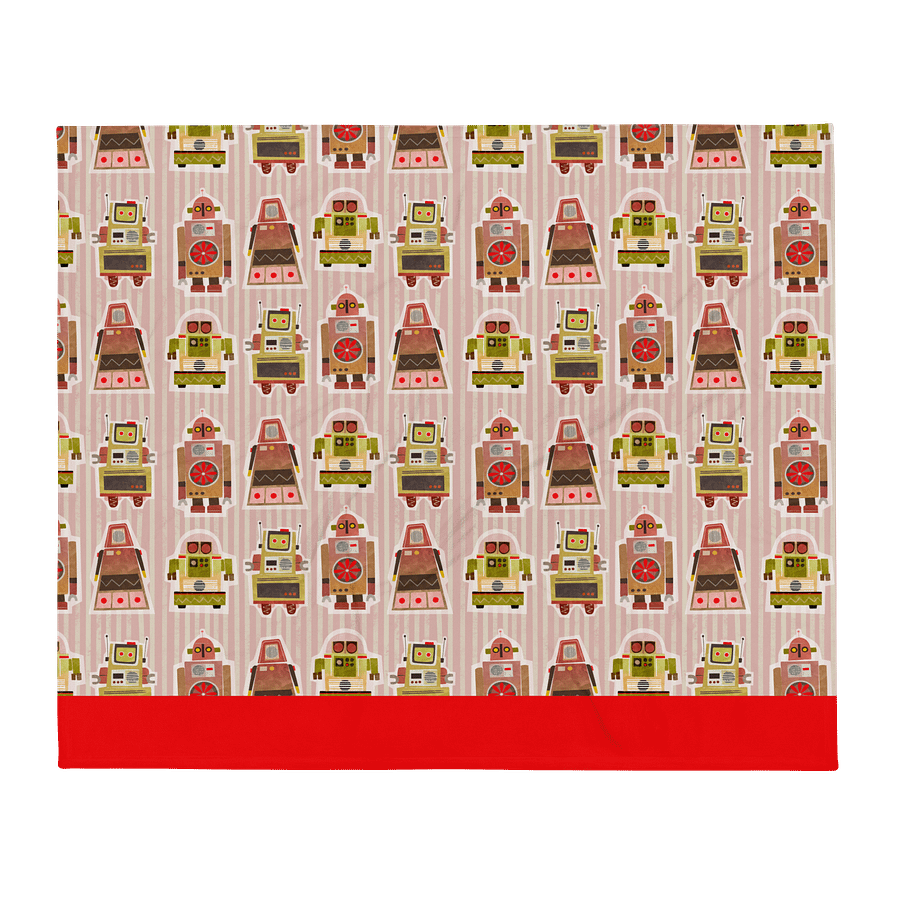 Large Print Atomic Robot Party - Blanket in Pink and Red product image (2)