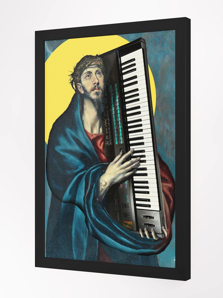 Christ Carrying the DX7 (Yamaha DX7) by Frank Fonik, Techno EDM Framed High Quality Matte Poster product image (2)