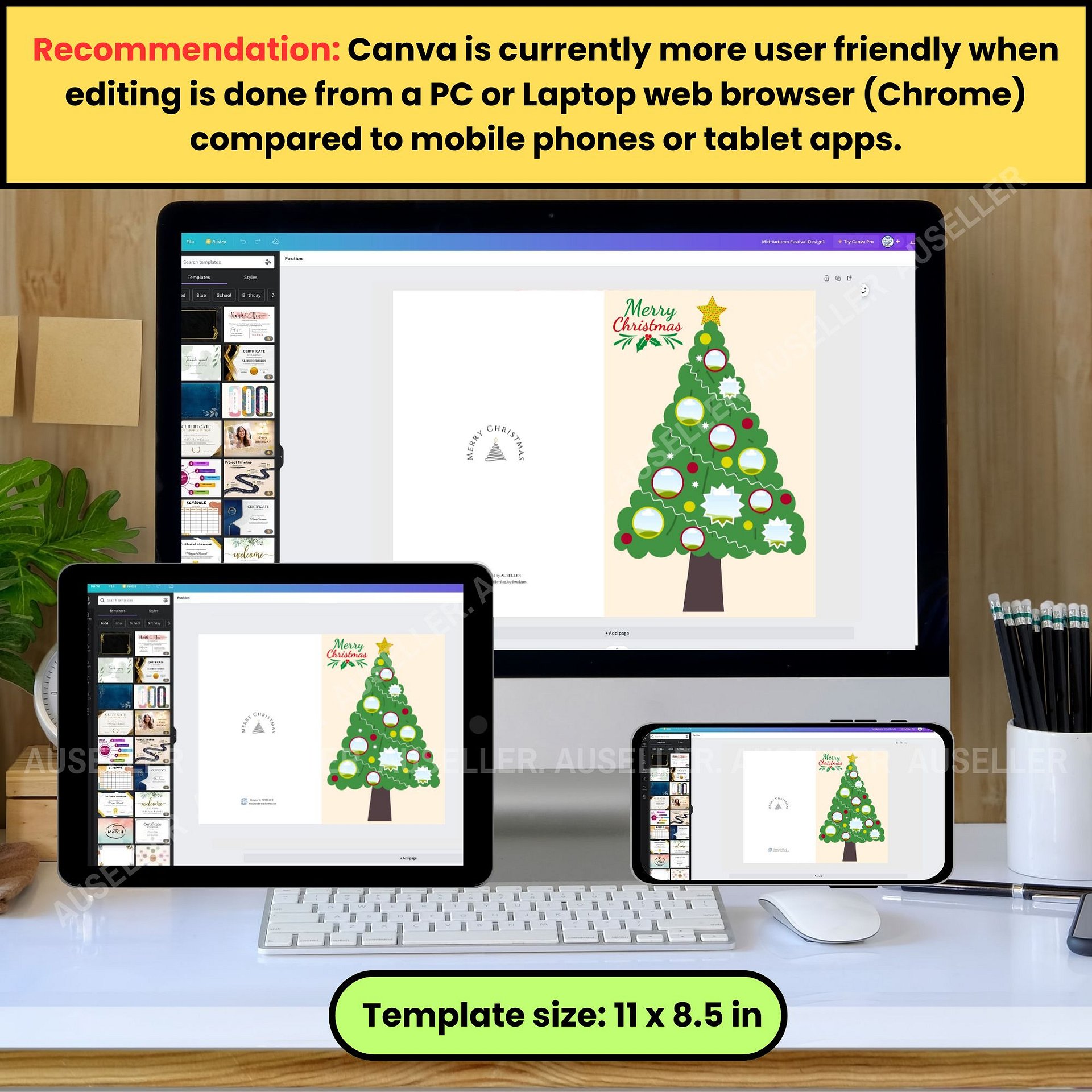 Christmas Tree With Photo Portraits Card Template product image (4)