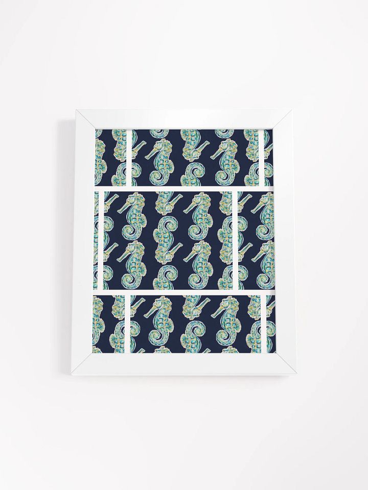 Painted Seahorse Repeat Pattern Grid | by Monique Faella Designs™ | Framed Coastal Wall Art | Museum-Quality Print product image (1)