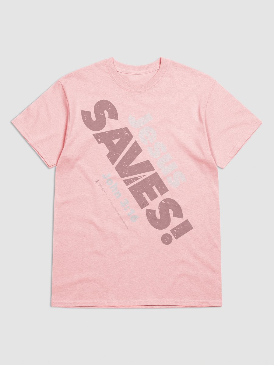Jesus SAVES! Heavyweight Unisex Crewneck T-shirt | Gildan® 5000, PINK product image (7)
