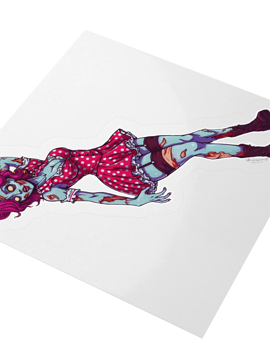 V2 Zombie Pinup Kiss Cut Stickers (Clear Edge) product image (8)