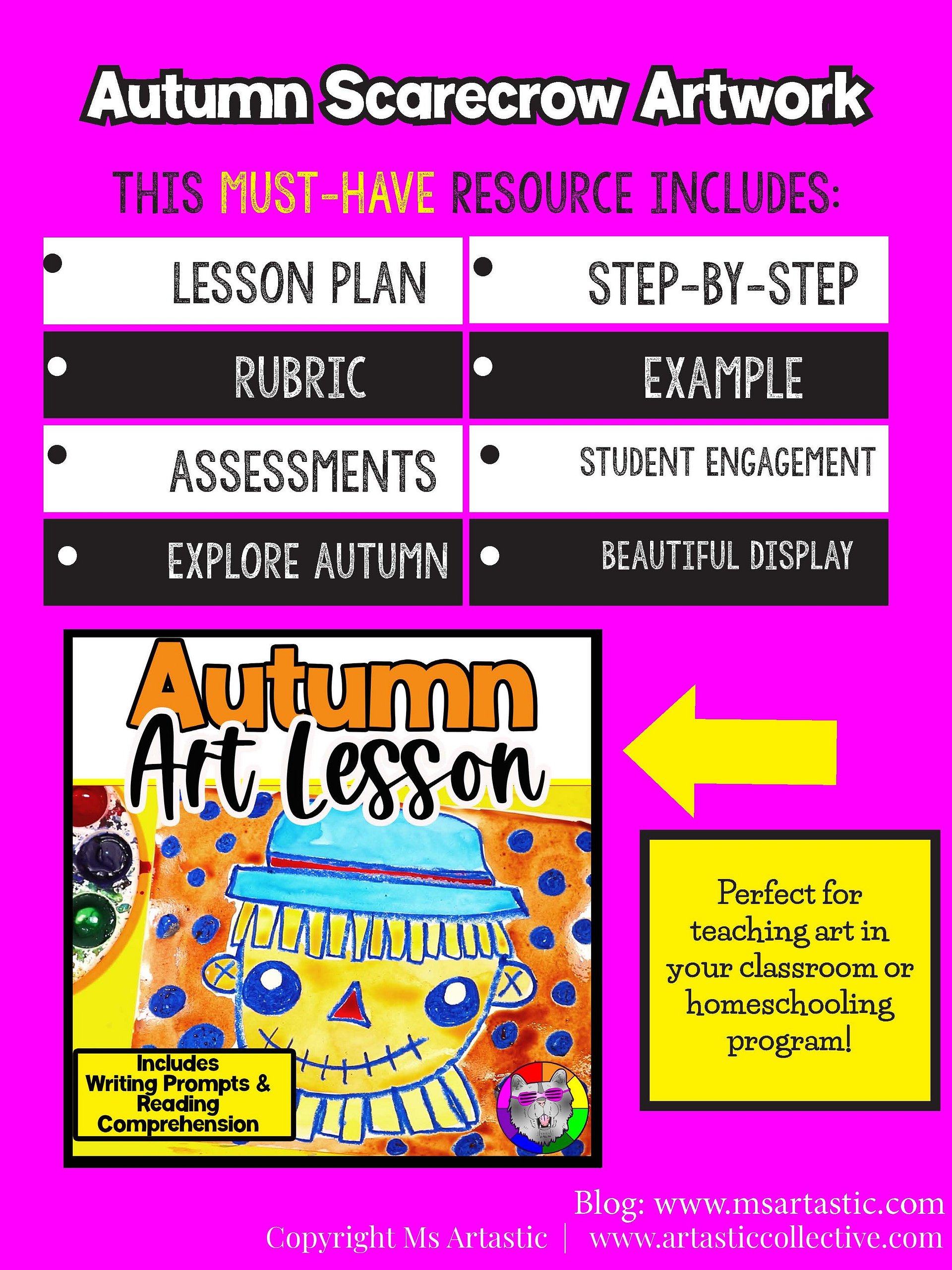 New DigitalAutumn Scarecrow Art Lesson with Reading, Writing & Step-by-Step Tutorial (Kindergarten – Grade 3) Product product image (5)