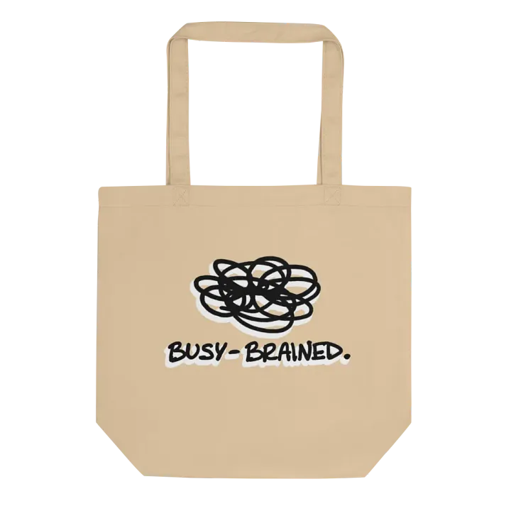 BUSY-BRAINED (shadow design) tote bag product image (1)