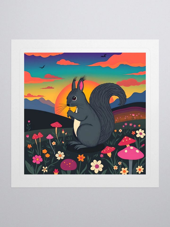 Whimsical Sunset Squirrel Kiss Cut Stickers product image (1)