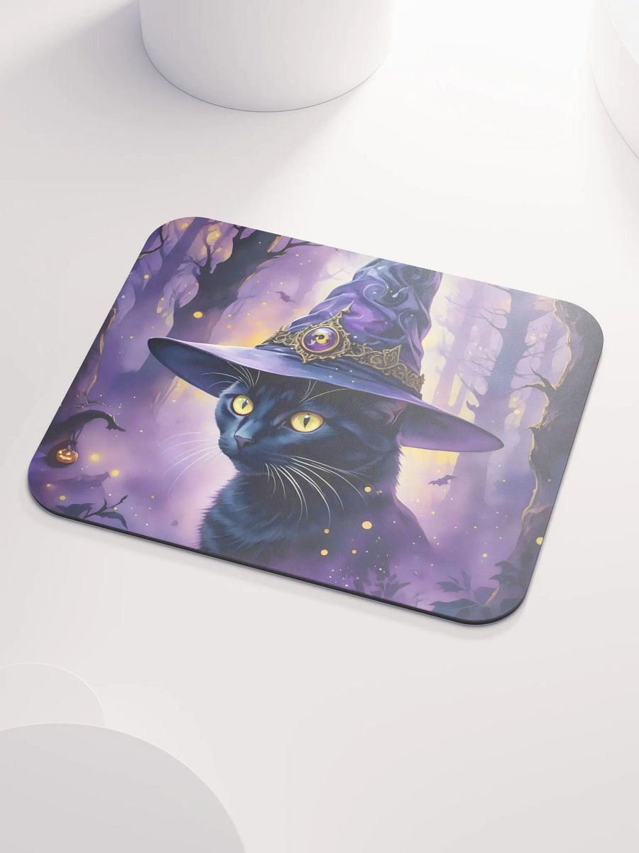 Black Cat In Wizard Hat Mouse Pad product image (4)