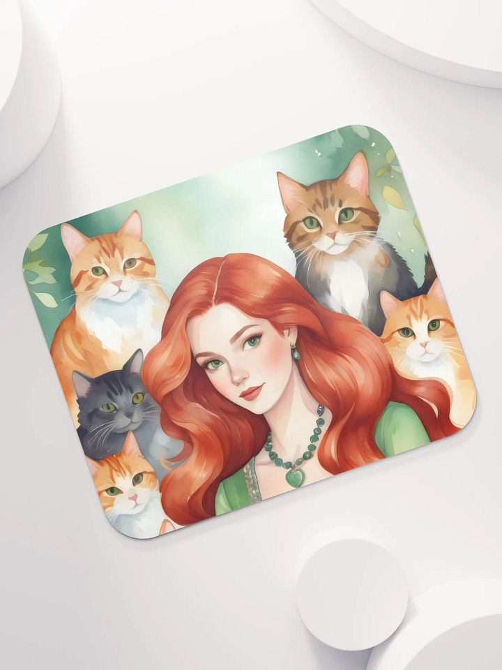Red Cat Lady Mouse Pad product image (1)