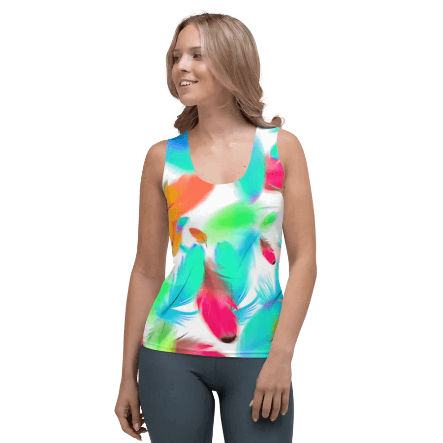 Colorful Feather Pattern Design Tank Top - v3 product image (1)
