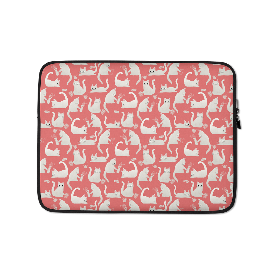 Bad Cats Knocking Stuff Over Patterned Laptop Sleeve, Pink product image (1)