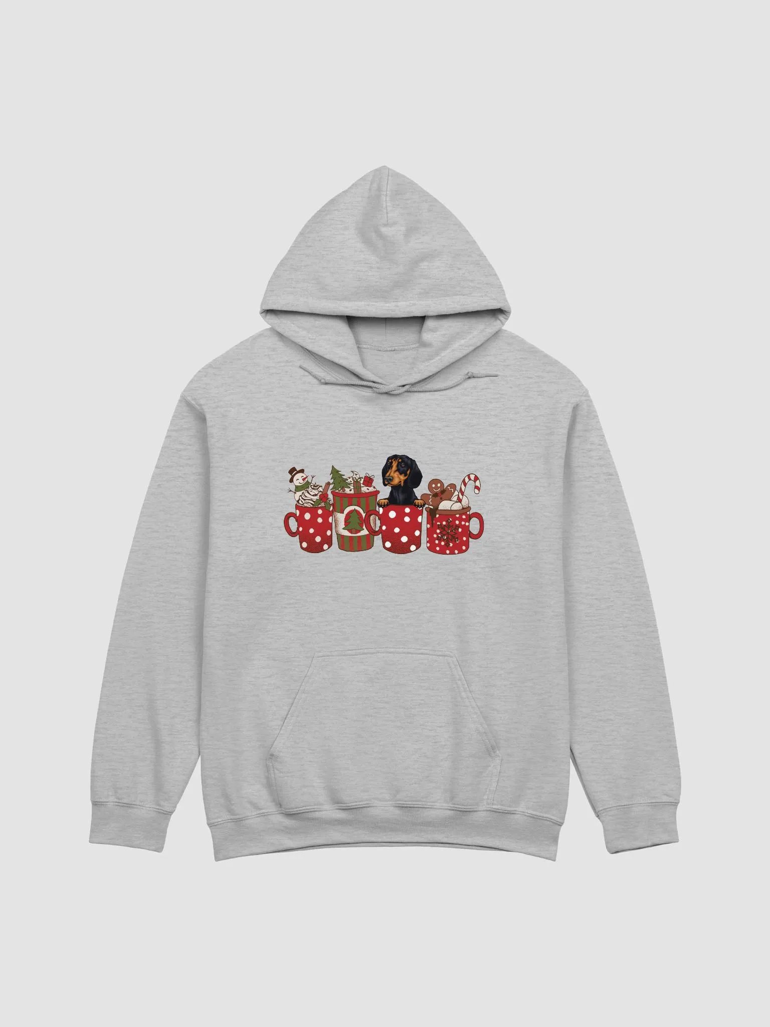 Cute Dachshund(2) in a Christmas Cup Hooded Sweatshirt | Funny Christmas Doxie/Wiener Pup in a Cup product image (24)