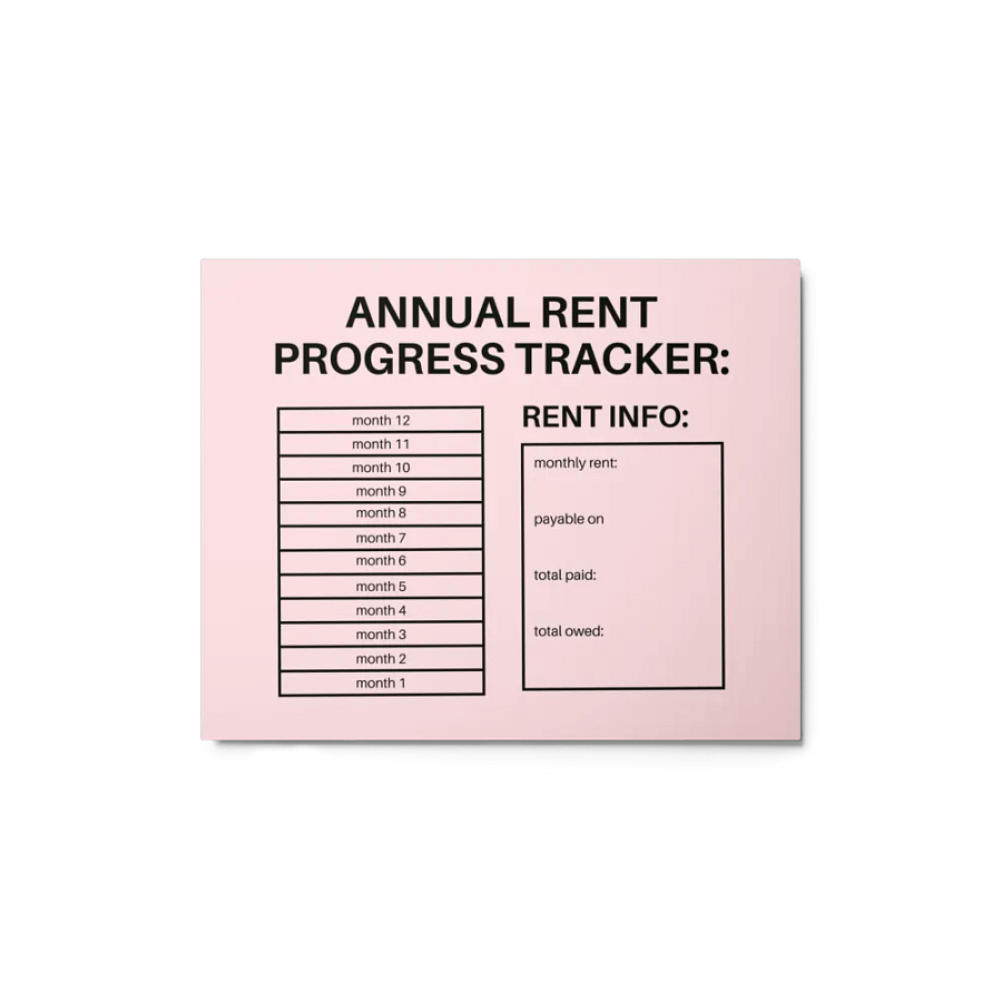 ANNUAL RENT TRACKER (black design 2) product image (1)