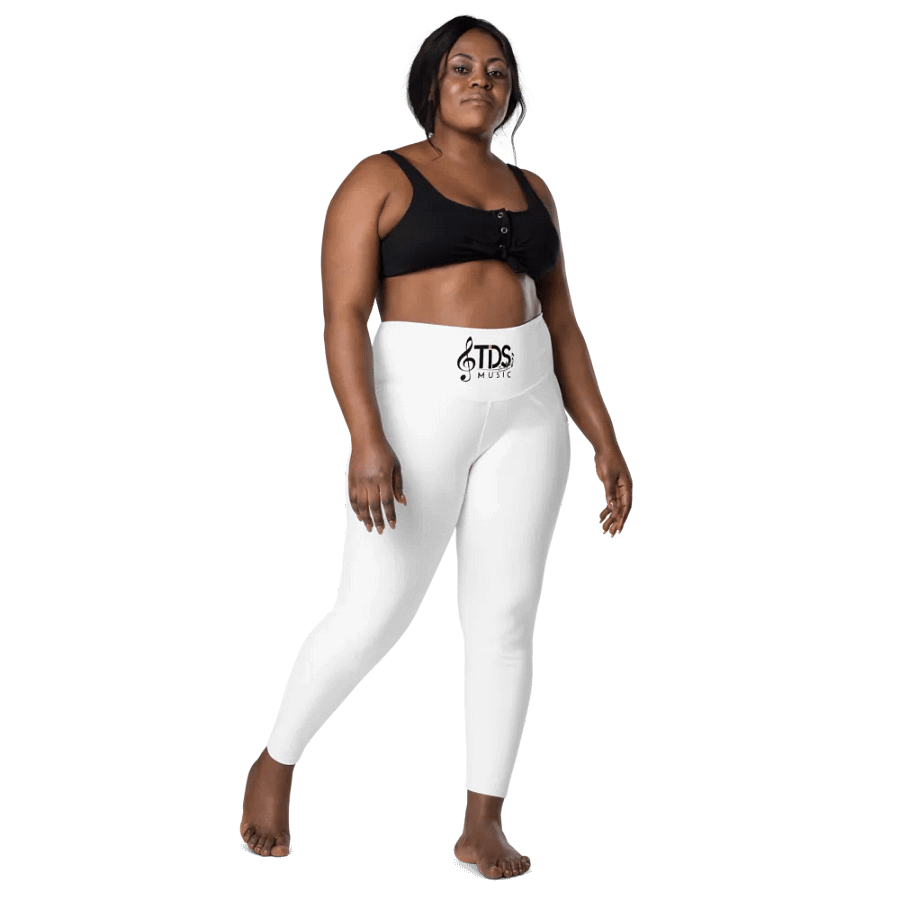 TDS Music Treble Clef Women's White Leggings With Pockets product image (7)
