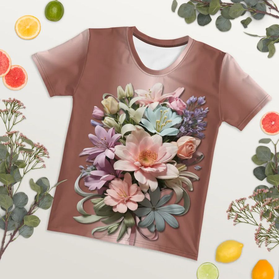 Floral Themed All Over Print T-shirt product image (7)