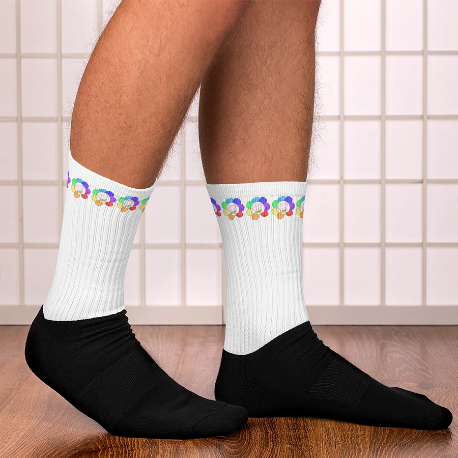 White Flower Stripe Socks product image (13)