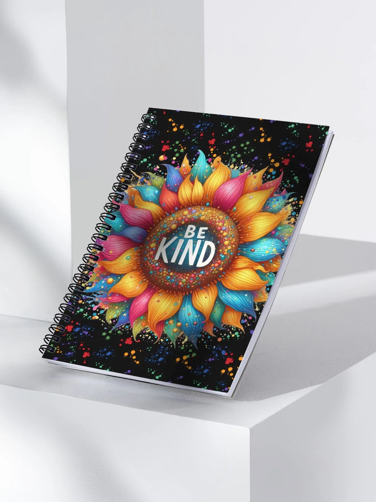 Be Kind Paint Flower Shaped Splash Spiral Notebook Journal product image (3)