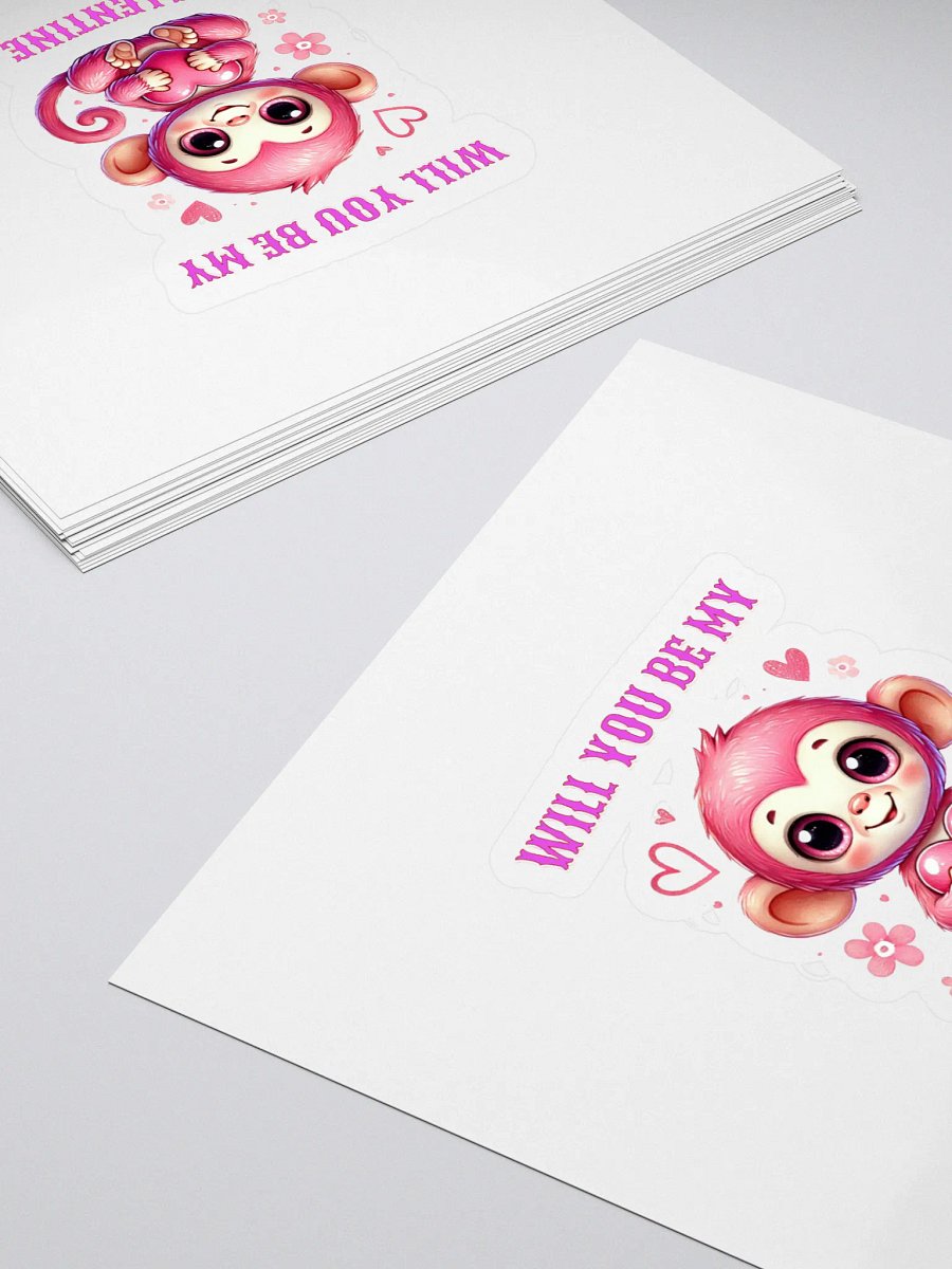 Cute Monkey Will you be my valentine sticker product image (4)