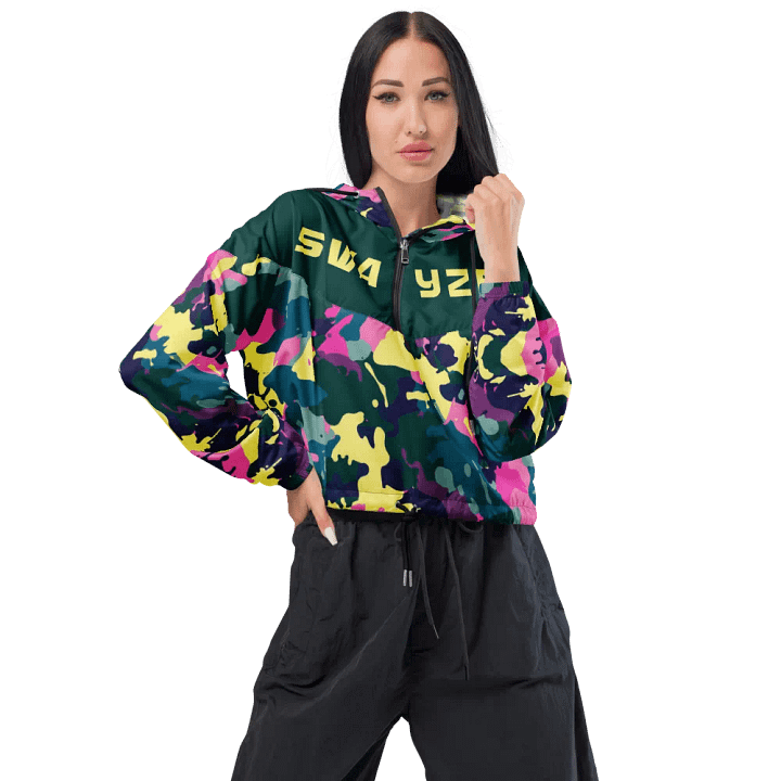 Colorful Camo Girl Crop Hoodie Windbreaker product image (2)
