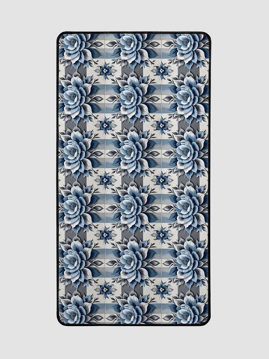 Desk Mat (31.5x15.5 inches) - Painted Tile Floral Pattern 2 in Shades of Blue product image (2)